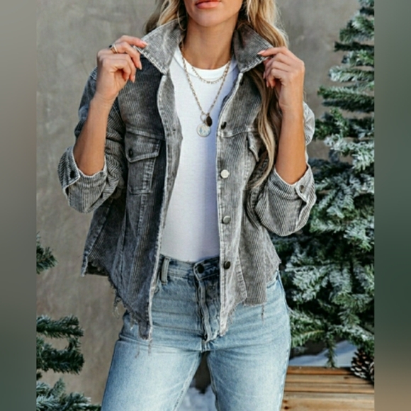 Vici Jackets & Blazers - VICI COLLECTION PADDINGTON DISTRESSED COTTON CORDUROY JACKET